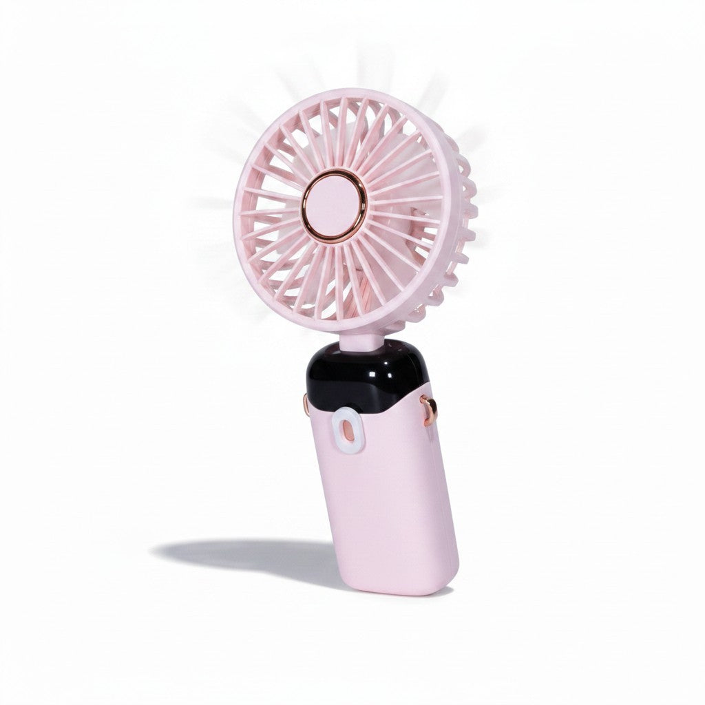 LashDestination portable handheld pink lash drying fan with rose gold accents and a sleek ergonomic design