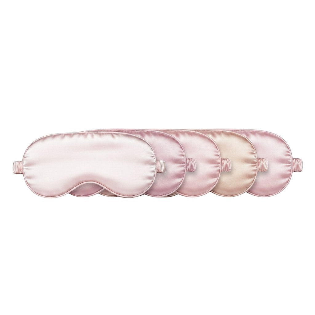 LashDestination soft pink satin sleep masks with contoured design for comfortable blackout sleep and travel